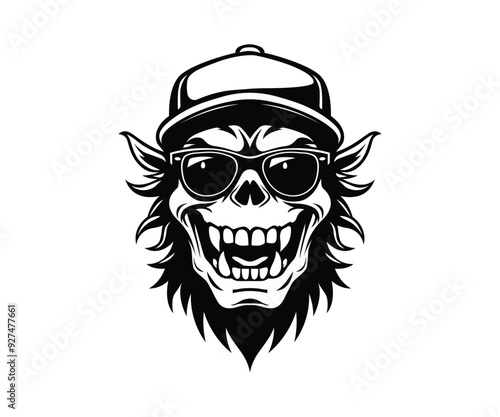 Cool monster wearing a sunglass and hat