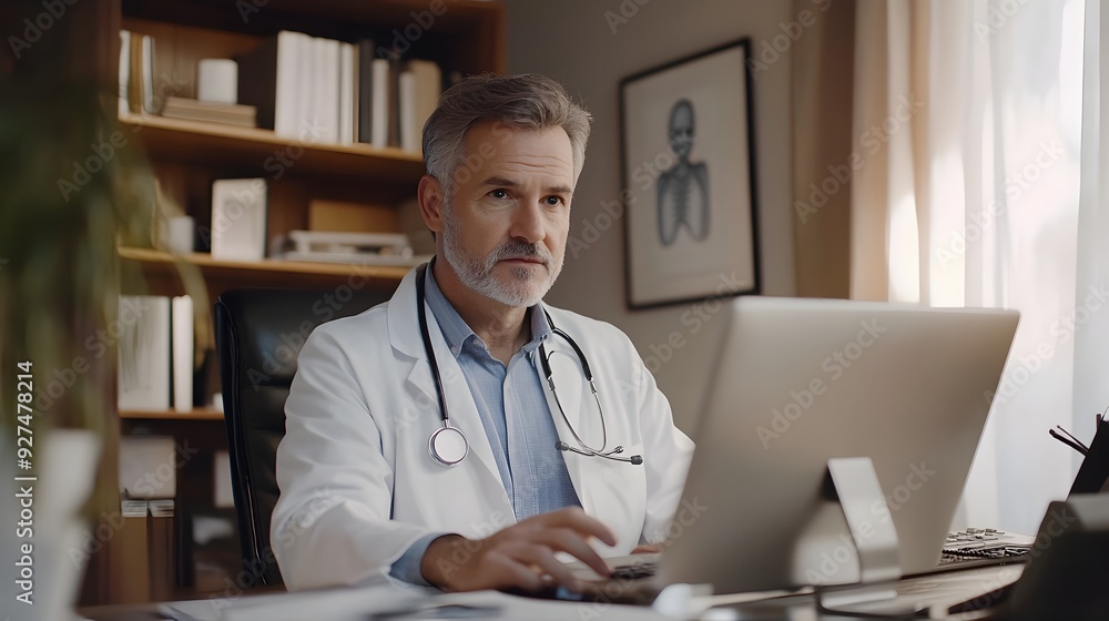 Experienced Medical Professional Consulting Patient in Clinic Office Experienced Medical Professional Consulting Patient in Clinic Office