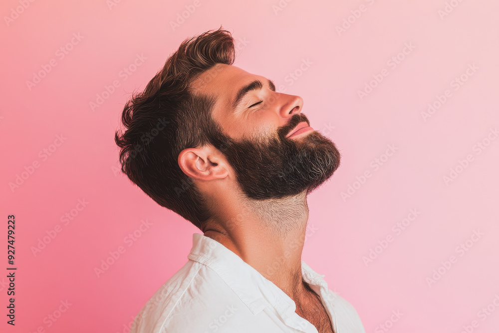 Fototapeta premium A close up of a man's face with her eyes closed