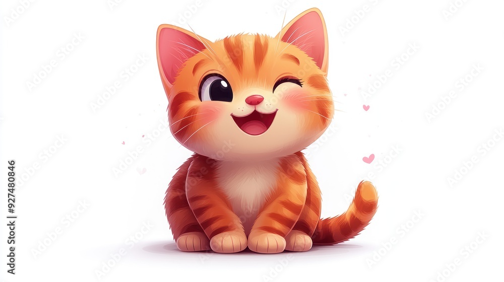 A happy kitten sits smiling warmly, embodying joy and affection A happy kitten sits smiling warmly, embodying joy and affection