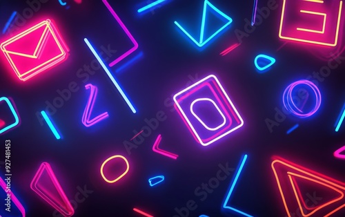 Futuristic neon shapes on a dark background. 