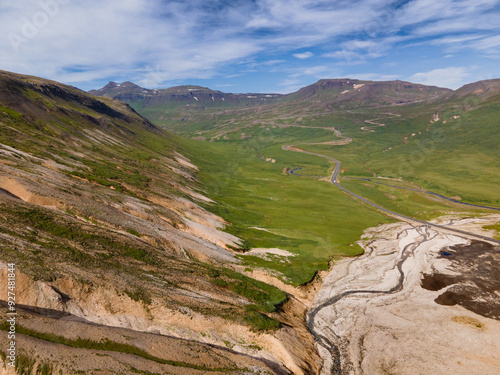 Vast aerial view of the Njardvik fjord in East fjords of Iceland photo