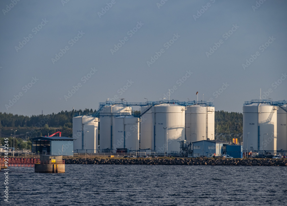 The industrial view sailing into Kotka Finland The industrial view sailing into Kotka Finland