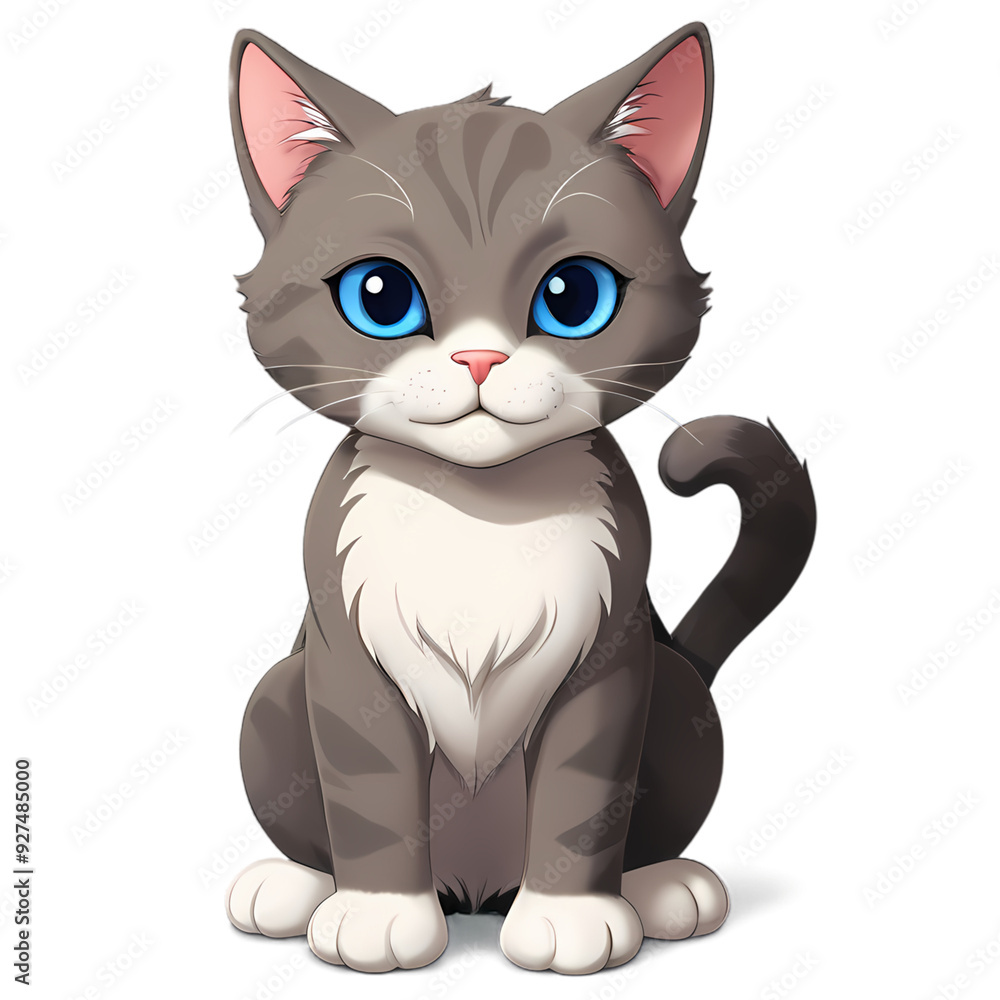 Cute Cartoon Cats in White and Brown: Adorable Kawaii Style Illustrations Cute Cartoon Cats in White and Brown: Adorable Kawaii Style Illustrations