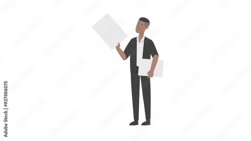 Businessman Holding Blank Placard Businessman Holding Blank Placard