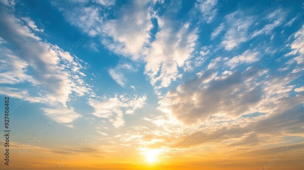 Fototapeta premium Majestic Sunset with Clouds Forming Intricate Patterns in the Sky