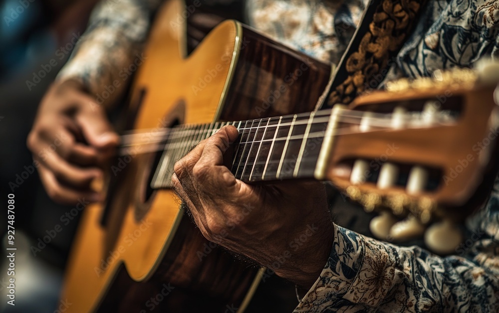 Musician playing guitar in an intimate setting. Musician playing guitar in an intimate setting.
