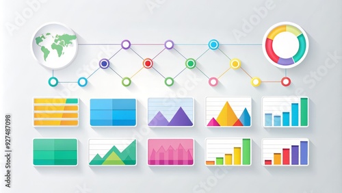 Wallpaper Mural Blank customizable infographic template with colorful shapes and icons, set against a white background, perfect for presenting data and information in a visually appealing way. Torontodigital.ca