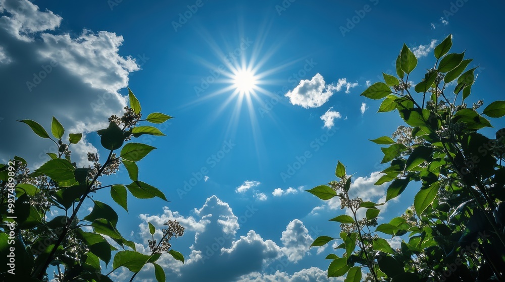 Serene Sunny Day with Scattered White Clouds in Blue Sky Serene Sunny Day with Scattered White Clouds in Blue Sky