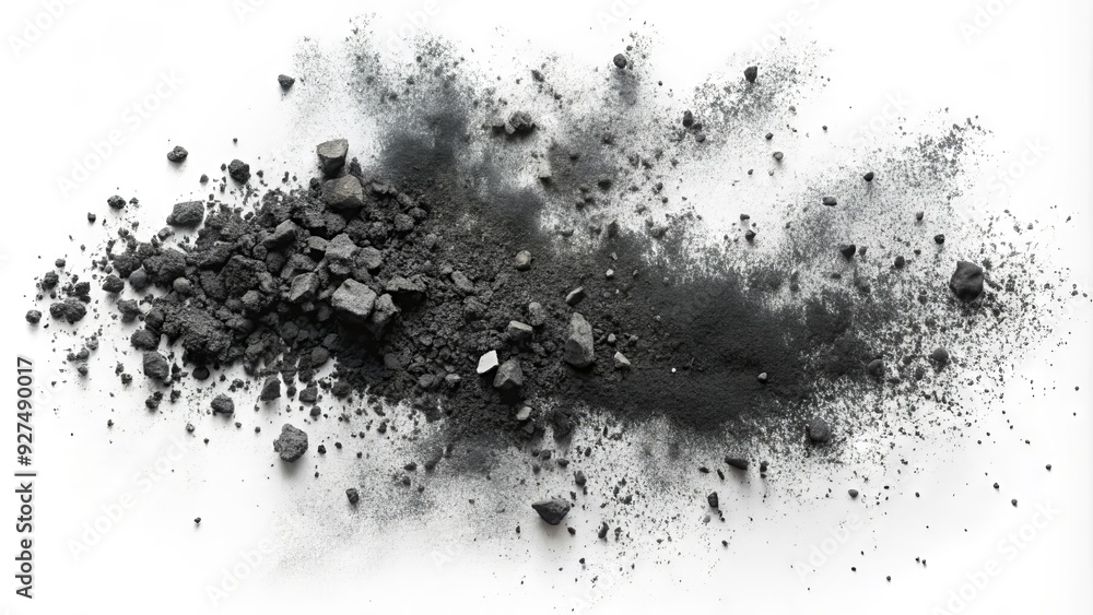 Charcoal smudges and streaks scattered randomly on a clean white background, creating a unique abstract composition with dark grey and black tones. Charcoal smudges and streaks scattered randomly on a clean white background, creating a unique abstract composition with dark grey and black tones.