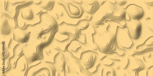 3D Woodcut Stylized Brown woody topographic contour scheme and terrain. Abstract lines or wavy backdrop background. Topography grid map. Geographic line mountain relief. Contour map background.