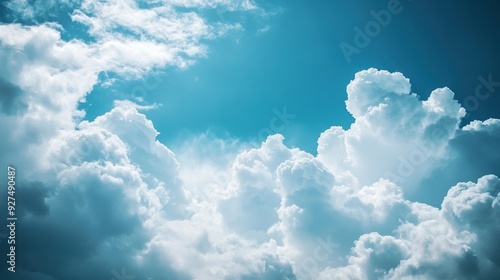 Dramatic Sky with Contrast of White and Dark Clouds Symbolizing Nature's Balance and Harmony