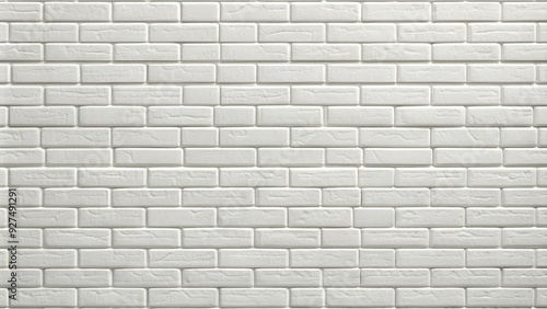 Clean and modern white brick wall texture with seamless pattern, perfect for backgrounds or design elements, featuring a subtle grout line and soft lighting effect.