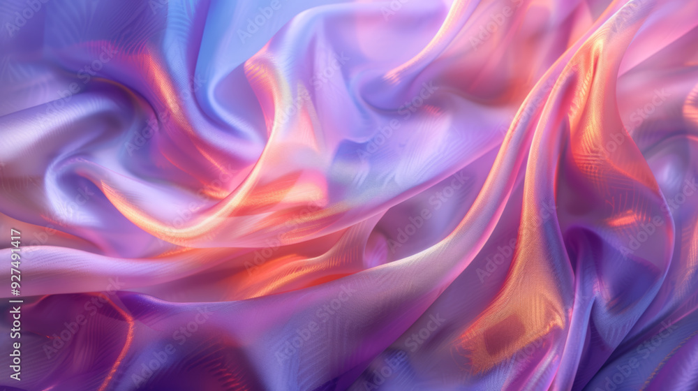 Vibrant Abstract Silk Fabric with Soft Waves Vibrant Abstract Silk Fabric with Soft Waves