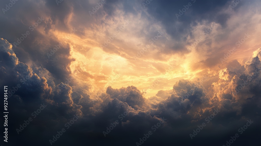 Dramatic Sky with White and Dark Clouds Creating a Majestic Scene Dramatic Sky with White and Dark Clouds Creating a Majestic Scene