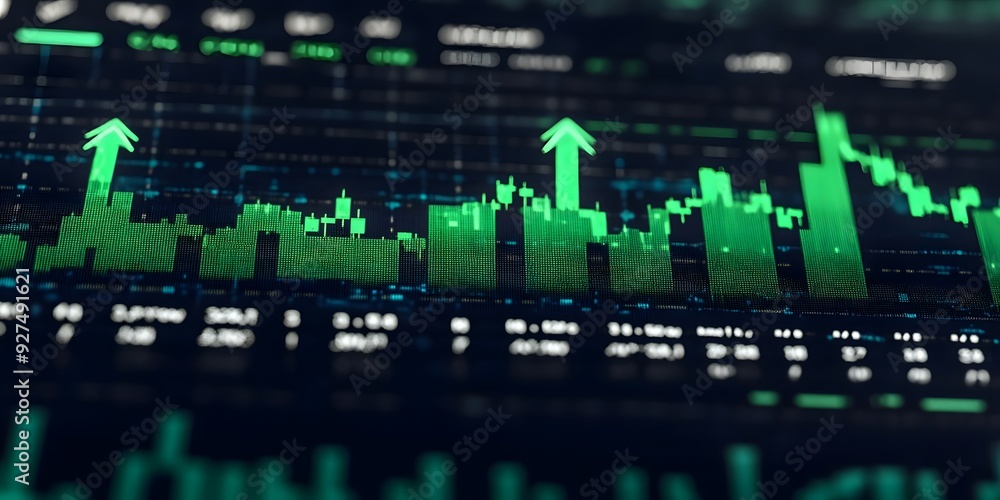 Green Stock Market Chart with Upward Trend Green Stock Market Chart with Upward Trend