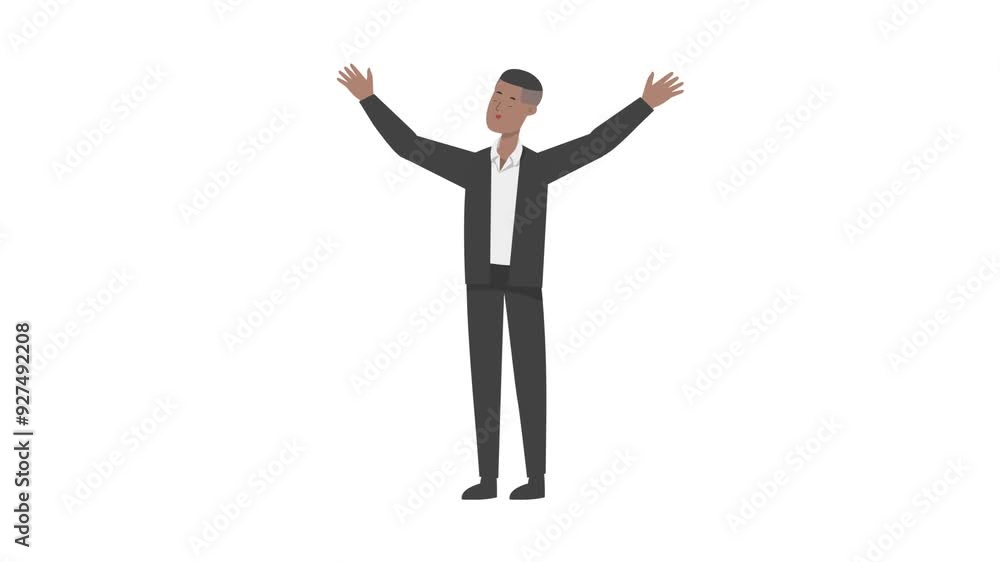 Businessman Raising Both Hands Businessman Raising Both Hands