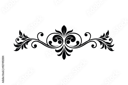 Damask baroque ornament border and frame ornament Floral vector ornament black silhouette