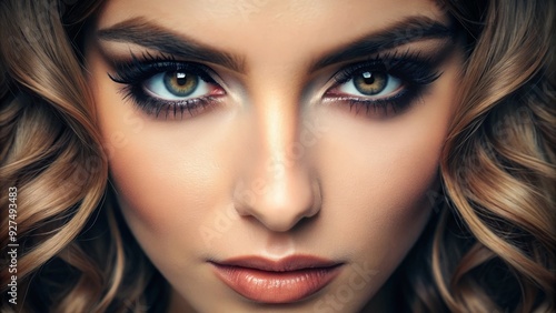 Wallpaper Mural Close-up of a woman's eyes with lush, voluminous eyelash extensions, showcasing a natural, everyday look with subtle drama and length. Torontodigital.ca