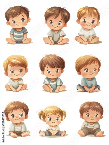 Adorable Baby Illustrations: A Collection of Nine