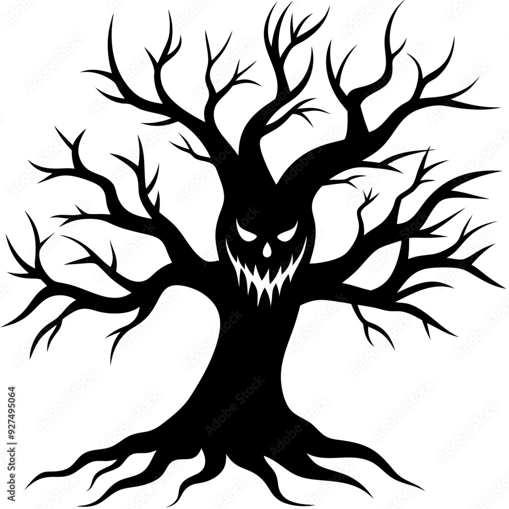 scary tree vector