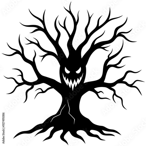 scary tree vector