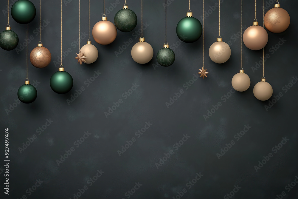 christmas baubles on a dark background, mockup christmas baubles on a dark background, mockup