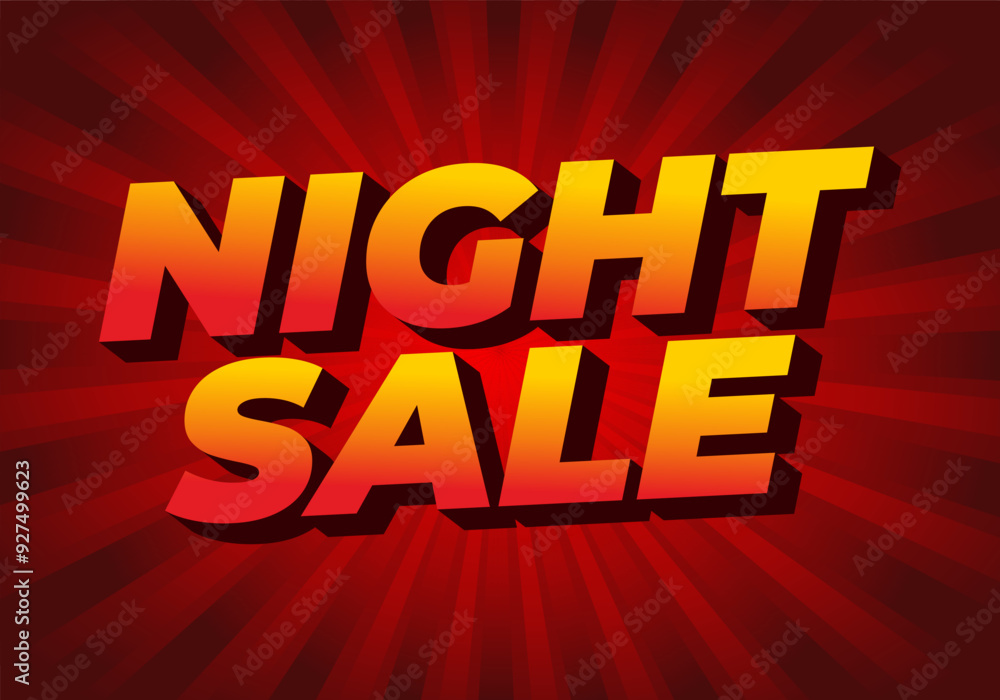 Night sale. Text effect design in 3D look with modern colors Night sale. Text effect design in 3D look with modern colors