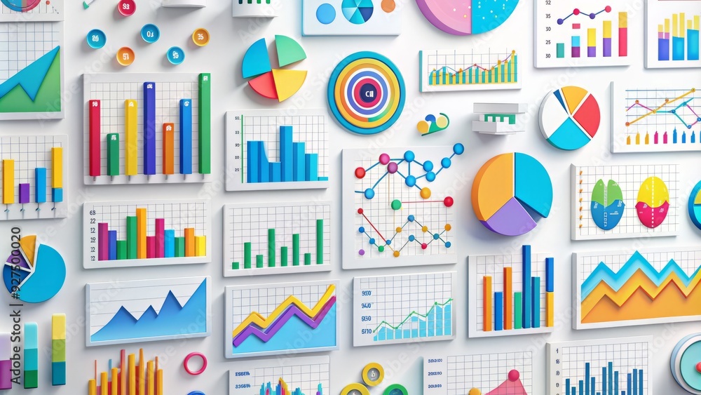Colorful infographic elements, including charts, graphs, and icons, scattered across a white background, representing data analysis and statistical information visualization. Colorful infographic elements, including charts, graphs, and icons, scattered across a white background, representing data analysis and statistical information visualization.