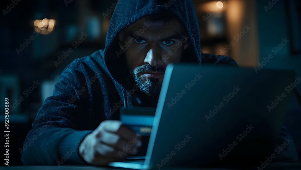 A mysterious figure in a hoodie, focused on a laptop, creating an intense atmosphere of secrecy and digital intrigue. A mysterious figure in a hoodie, focused on a laptop, creating an intense atmosphere of secrecy and digital intrigue.