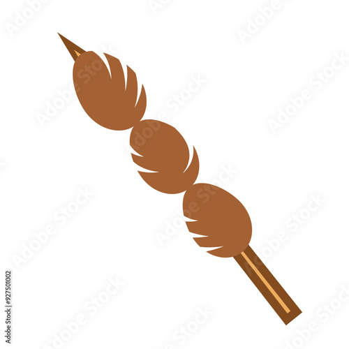 Quail egg skewer or sate telur puyuh kecap food icon illustration isolated on square white background. Simple flat outlined cartoon art styled drawing.
