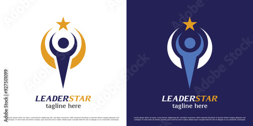 Success leader logo design illustration. Silhouette of person award company business career professional job employer manager supervisor achievement award. Abstract minimal simple icon symbol.