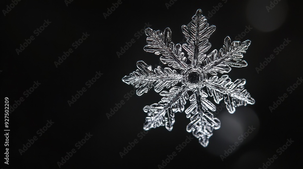 A Single Snowflake Against a Dark Background A Single Snowflake Against a Dark Background