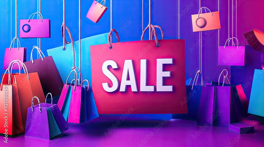 Sale Inage Dynamic 3D banner for a sale promotion featuring oversized discount ...