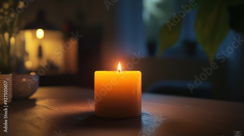 Single Candle Burning in a Dark Room