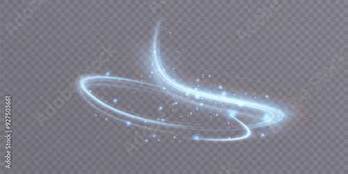 Curved glow lines light effect. Light bright Twirl. High speed light energy effect for game characters on transparent background PNG. Web