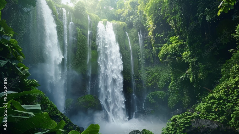 Lush Rainforest Waterfall. Lush Rainforest Waterfall.