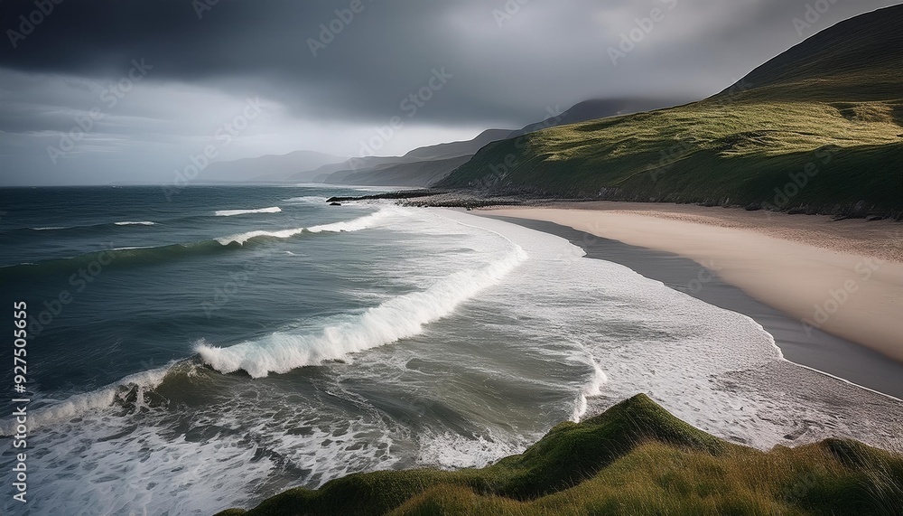Plage Sauvage et Ciel Orageux