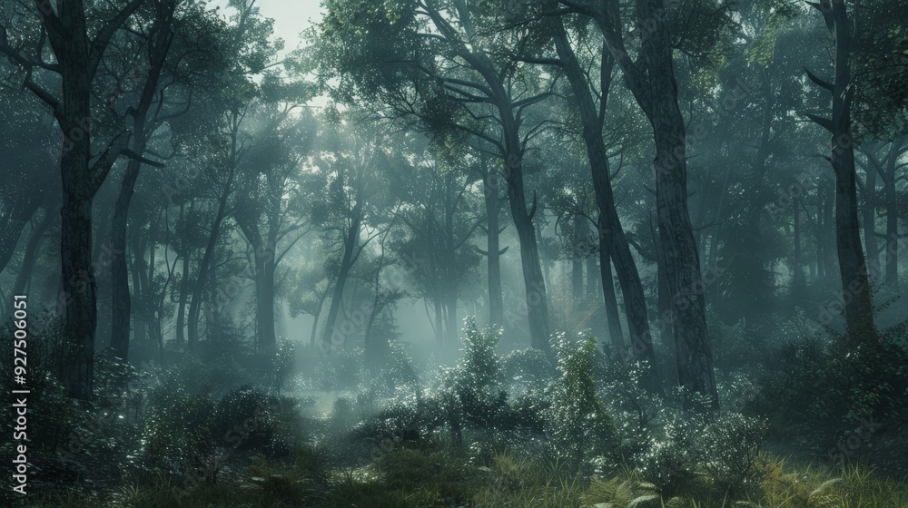 Mysterious Foggy Forest. Mysterious Foggy Forest.