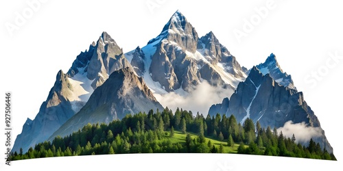 High mountains cut out view isolated on white background or transparent background.  photo