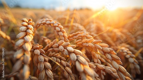 The Scenery of Rice Fields in Golden Autumn photo