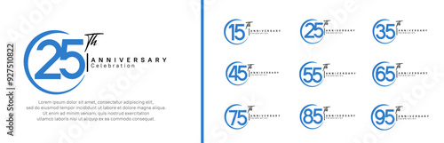 anniversary logo set. vector design blue and black color for celebration event