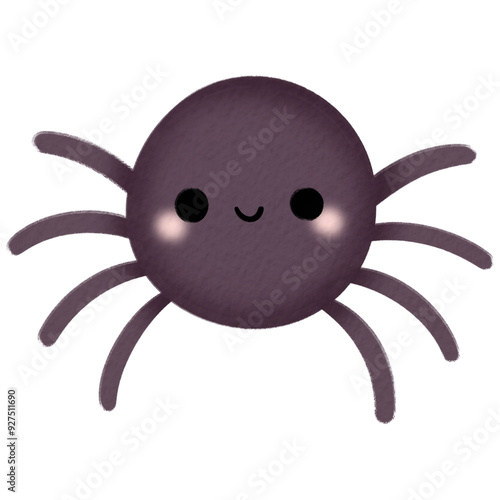 Watercolor illustration of a cute spider in a pastel-colored web