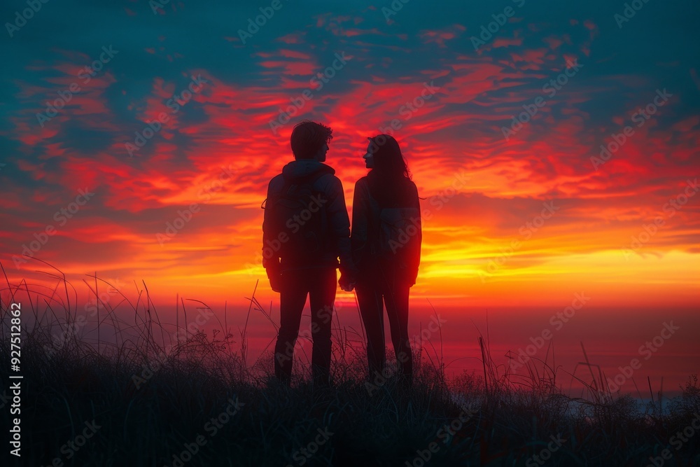 custom made wallpaper toronto digitalThe most realistic photograph of couple in love silhouette at sunset.