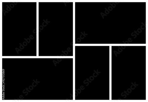 6 photo collage rectangle grid template picture album for presentation and moodboard quality