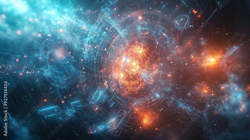 Fototapeta premium AI: Where Human Intelligence Meets Digital Reality - A Fractal Fusion