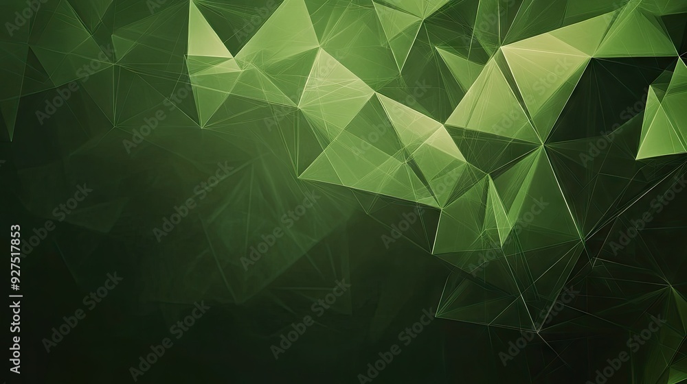 Fototapeta premium Abstract geometric frame in green tones, featuring polygonal shapes and angular lines. The clean, modern design is ideal for corporate presentations, brochures, or ads.