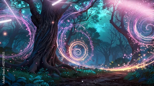 Wallpaper Mural A mystical forest aglow with ethereal light, where vibrant flora and fauna dance in the enchant Seamless looping 4k time-lapse virtual video animation background Torontodigital.ca