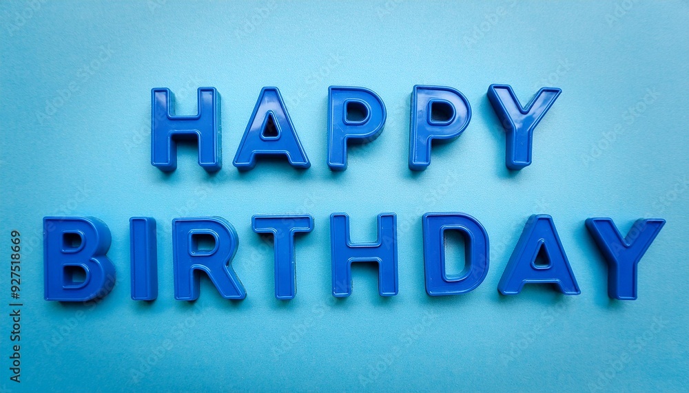 Blue Letter Magnets Forming 'Happy Birthday' Blue Letter Magnets Forming 'Happy Birthday'