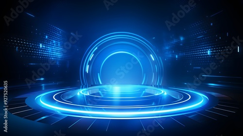 blue Abstract technology background circles digital hi-tech technology design background. concept innovation. vector illustration